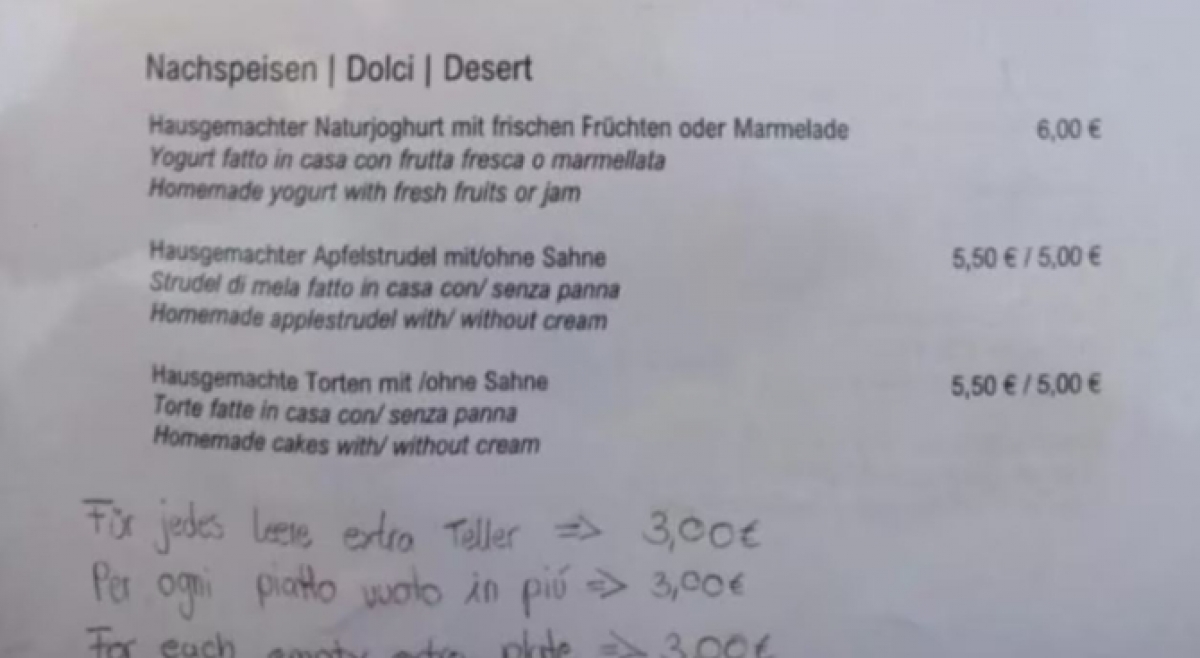 Clienții unui restaurant au rămas 'mască' când au văzut pentru ce au fost taxați suplimentar / Cât plătești în plus în Austria dacă nu comanzi o băutură