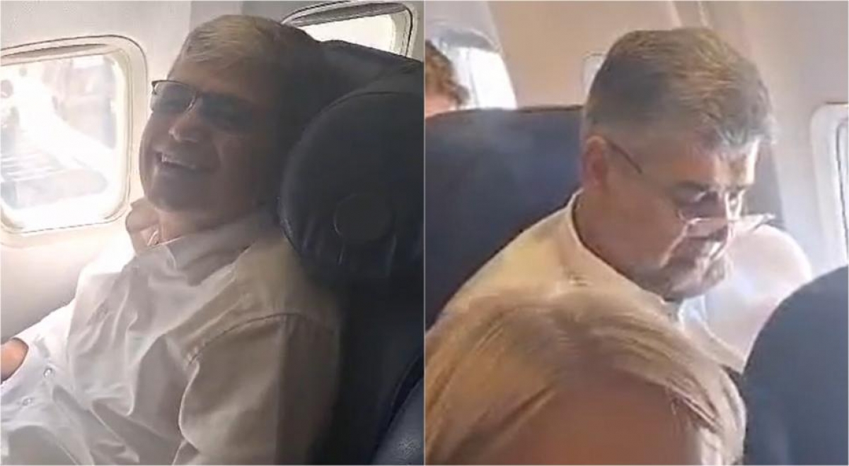 Imagini din avionul către Bruxelles. Ciolacu a zburat la economic, Boloș, la business