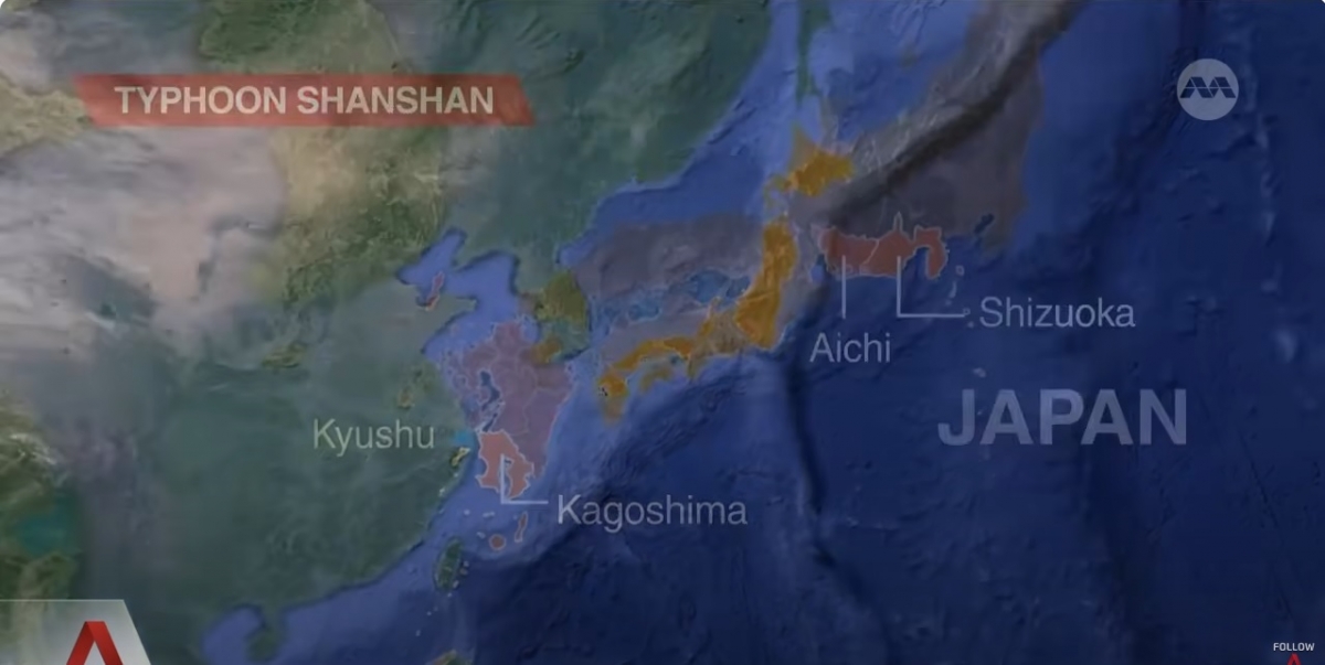 VIDEO Japonia se confruntă cu cea mai puternică furtună din istorie: Taifunul Shanshan face ravagii și pune la pământ industria