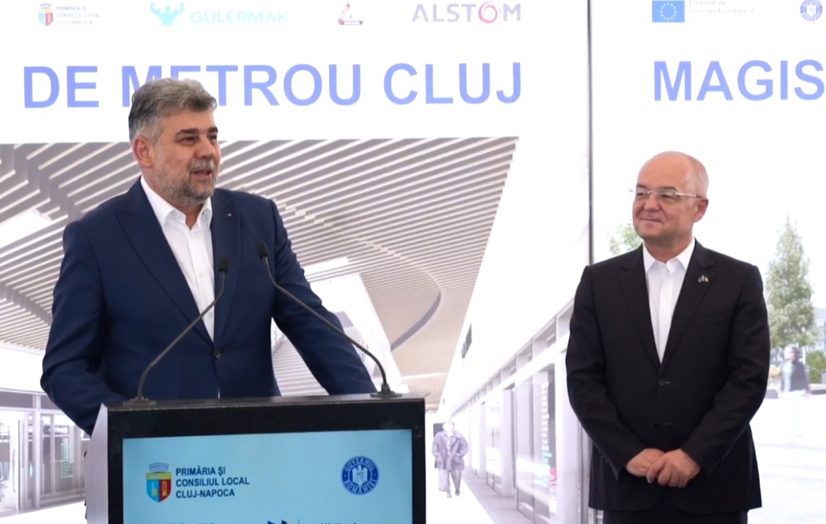Ciolacu promite soluții pentru metroul din Cluj, în timp ce Boc rămâne tăcut în birou
