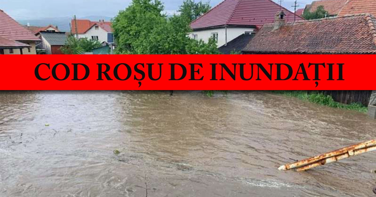 Cod roșu de inundații în două județe: avertizarea se extinde până duminică la prânz