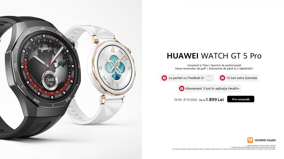 Ceasuri inteligente care îmbină precizia cu eleganța: HUAWEI WATCH GT 5