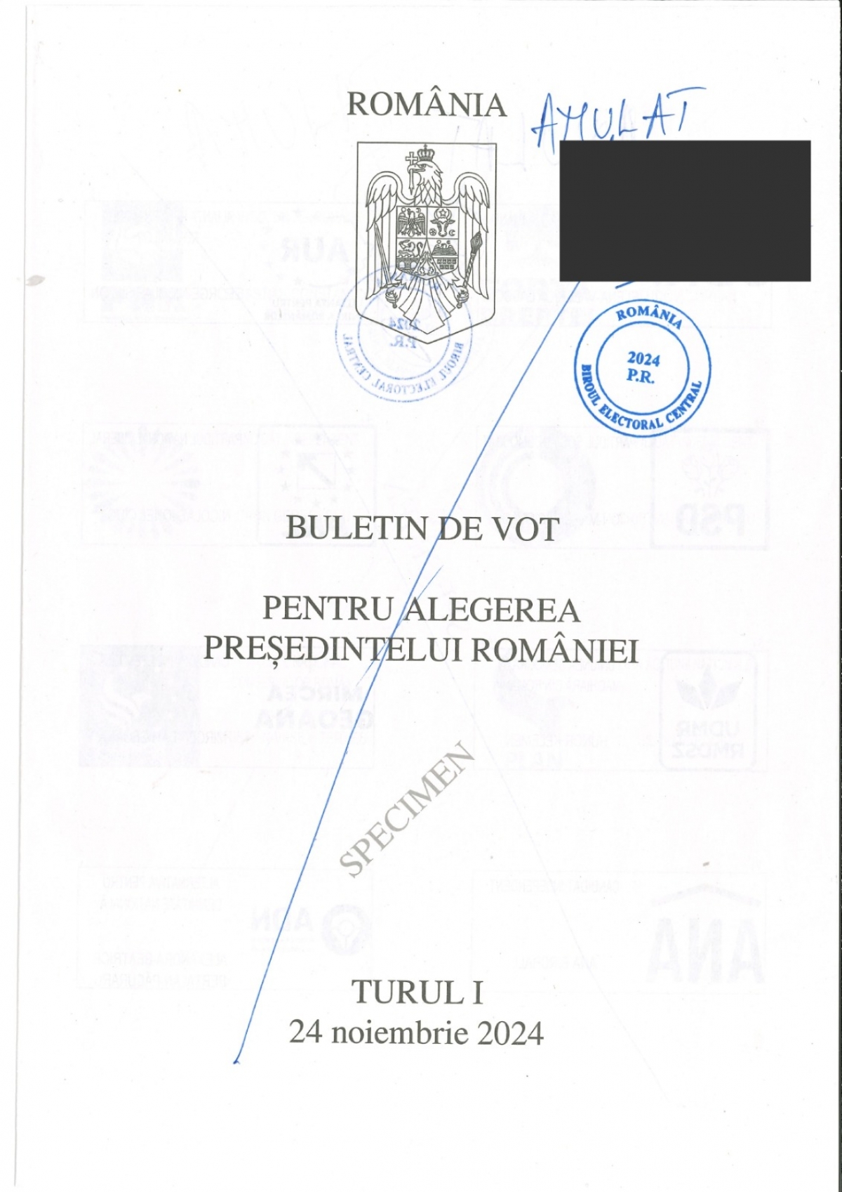 Foto: Cum vor fi buletinele de vot pentru alegerea Președintelui României