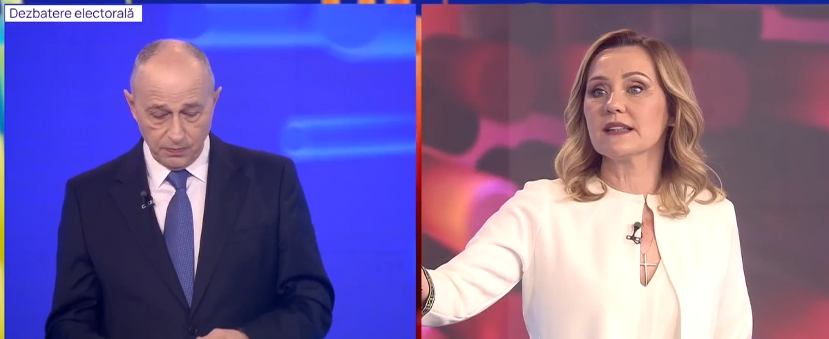 VIDEO Schimb dur de replici între Mircea Geoană și Elena Lasconi: Băsescu vă bate și când nu participă!