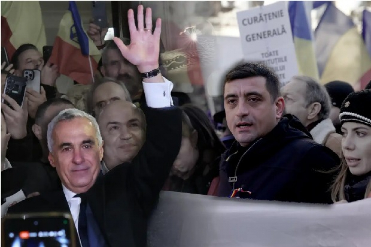 Imaginea surprinzătoare a lui George Simion și Călin Georgescu la slujba de Înviere