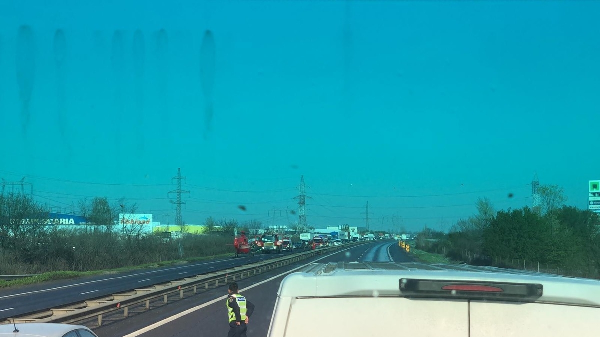 VIDEO Carambol pe A1 în zona localității Ciorogârla – Trafic restricționat pe sensul spre București