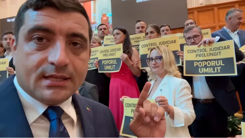 VIDEO George Simion și parlamentarii AUR, scandal în Parlament, înainte de asumarea răspunderii: De ce este așa periculos Călin Georgescu?