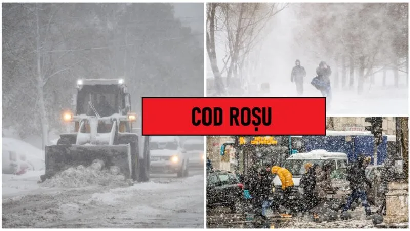 Avertizare de cod roșu pentru fenomene periculoase. București și Ilfov, sub impactul iernii severe: copaci căzuți, mașini avariate