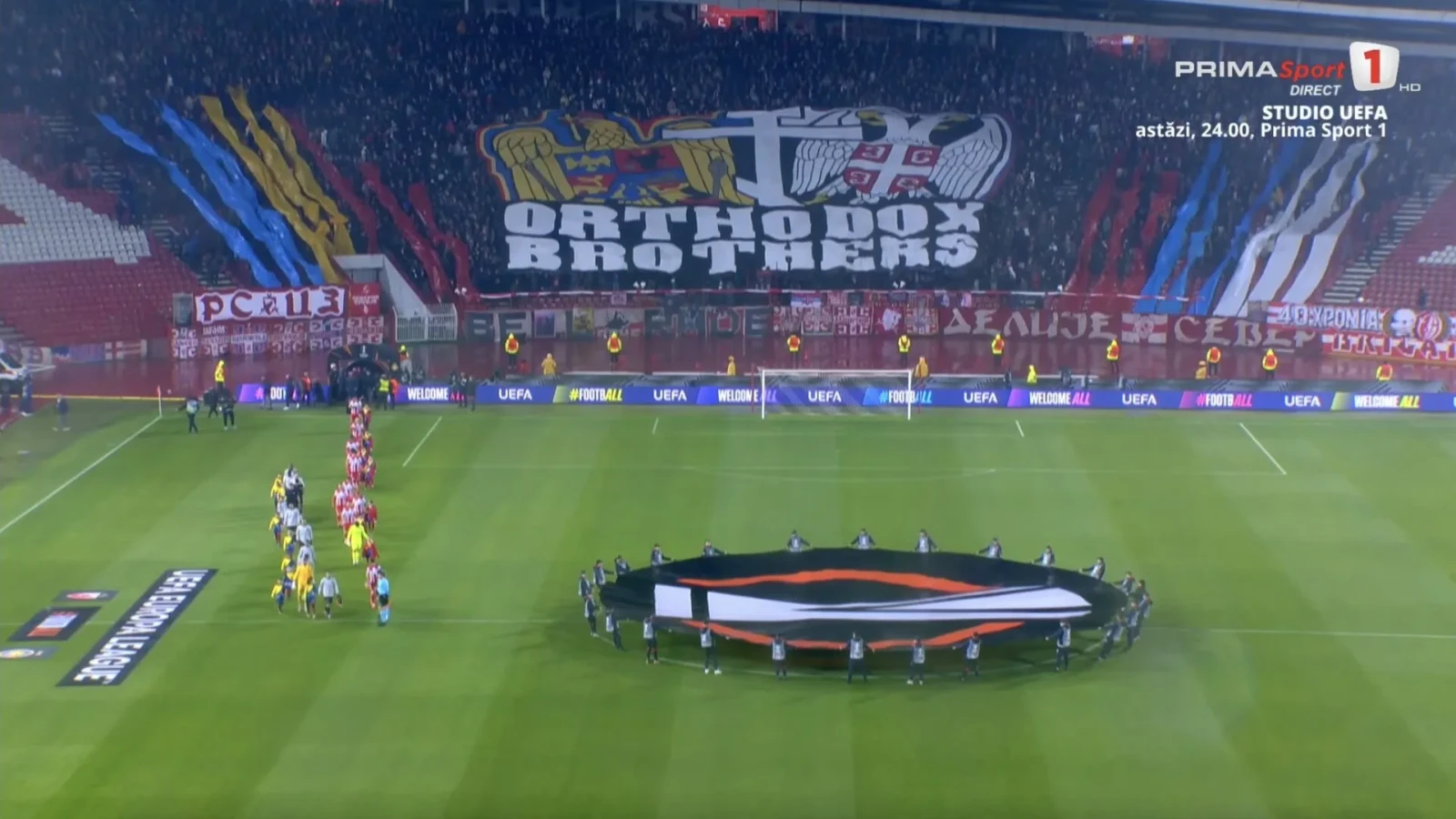 FOTO UEFA sancționează drastic clubul Steaua Roșie Belgrad după afișarea unei icoane a lui Iisus pe stadion