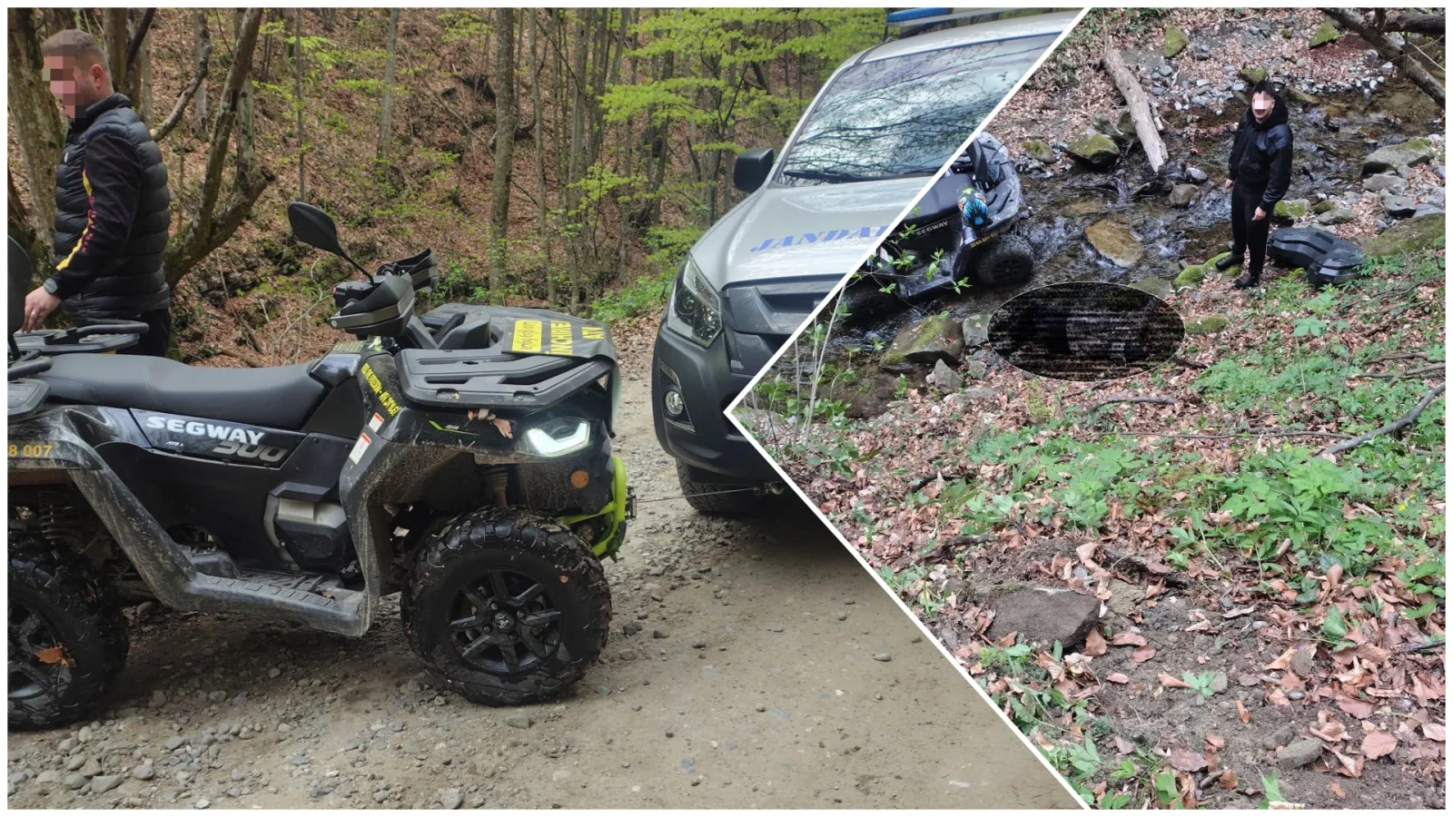 Intervenție de urgență a Jandarmeriei Montane: turiști căzuți cu ATV-ul într-un pârâu